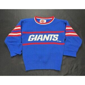 Vintage 80s 90s New York Giants Crewneck Sweater NFL Kids Youth Size 5-6 Medium